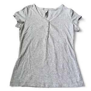 SKIMS Light Gray Henley Top